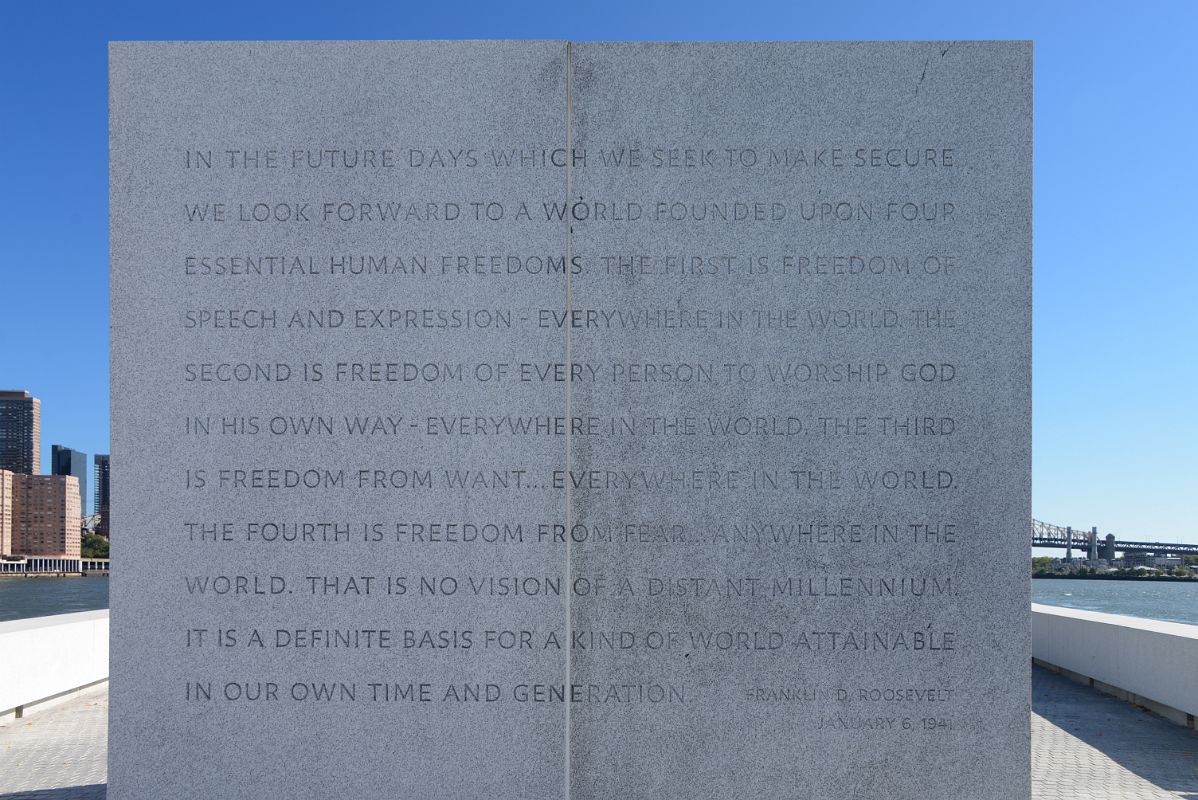 35 New York City Roosevelt Island Franklin D Roosevelt Four Freedoms Park Plaque With Words From Roosevelt Speech On January 6, 1941